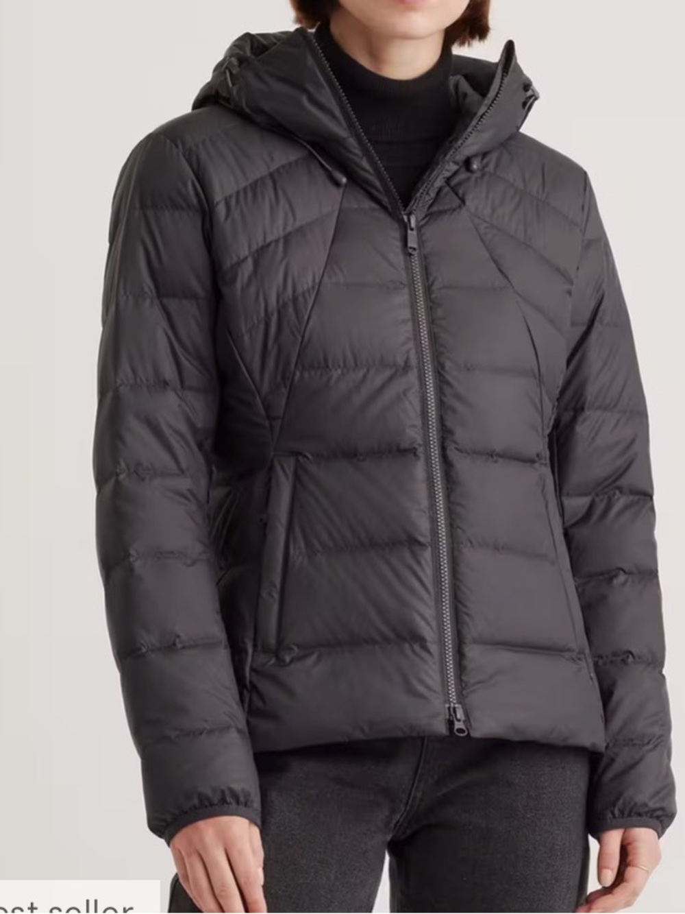 Quince Hooded Quilted Puffer Jacket -Black
